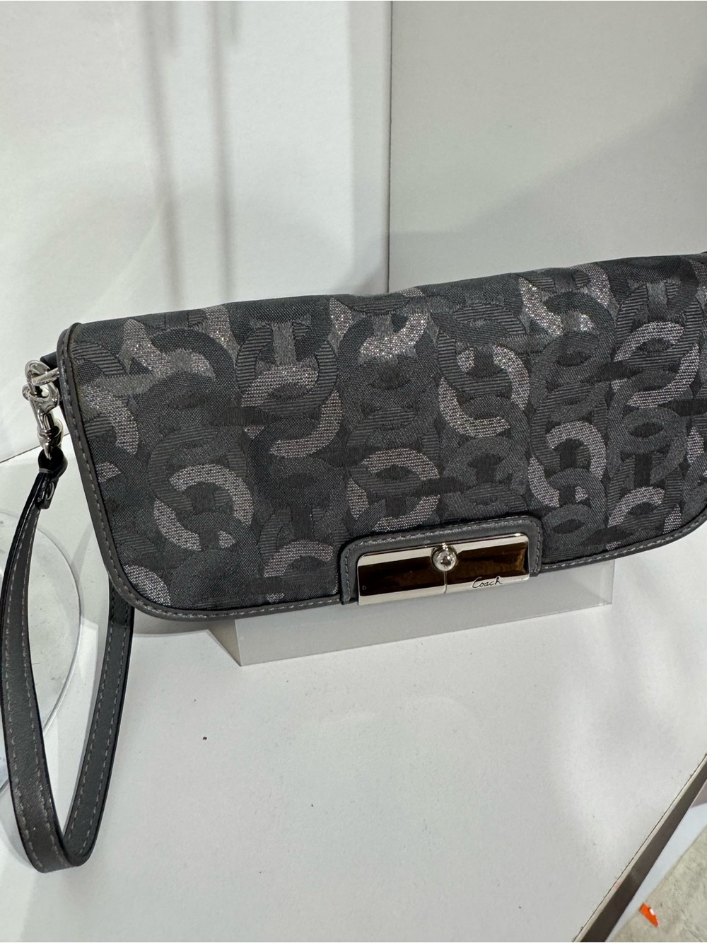 Coach Kristen  Gray Signature Wristlet Clutch